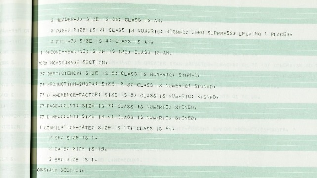 Printout from COBOL Program Run at RCA in August 1960