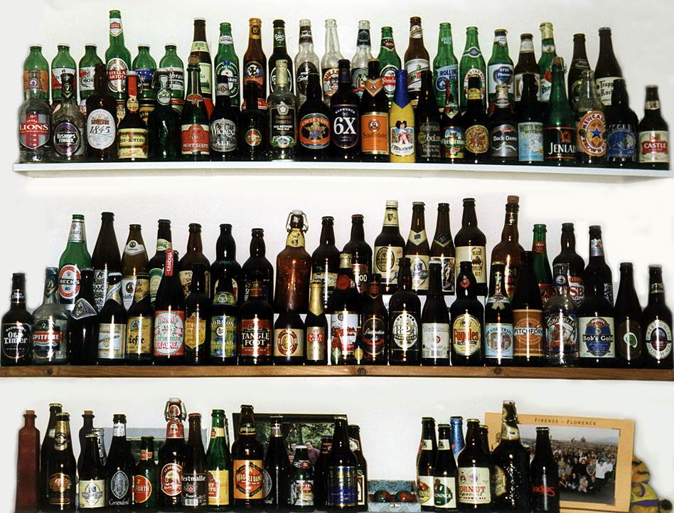 Cambridge: Carl Dolby’s famous beer bottle collection, shortly before we took it to the bottle bank
