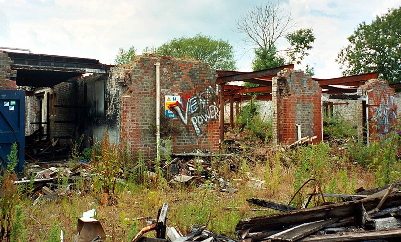 Vegan Power! Graffitied modern ruins by the Thames in Oxford, England