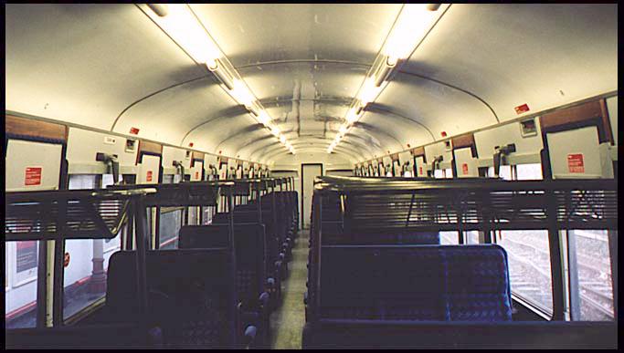 a carriage in an old British train