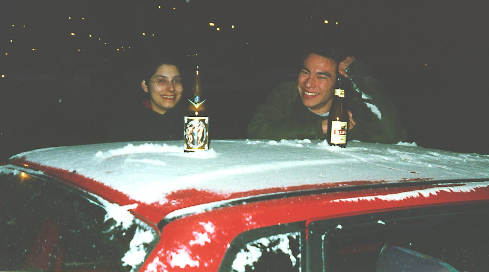 Judith, her car, Takeshi and our beers