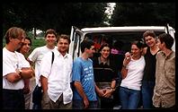 Marc Smits, Szilvia Biro, Russell, Peter Hilton, Alex Zeffertt, Carl Dolby, Marion Smits, Fleur Van Rootselaar and Jean-Didier Garaud stopping off in the Netherlands on the way home from the 1999 total eclipse