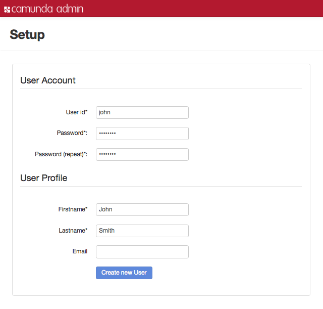 Adding a new admin user for the camunda web applications