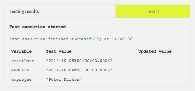 JavaScript test panel