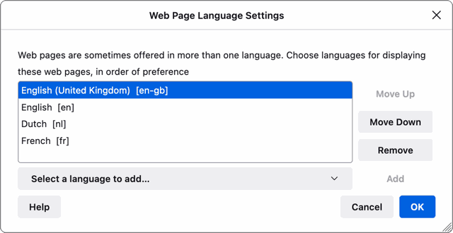 Firefox language settings