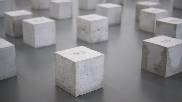 Grey concrete cubes