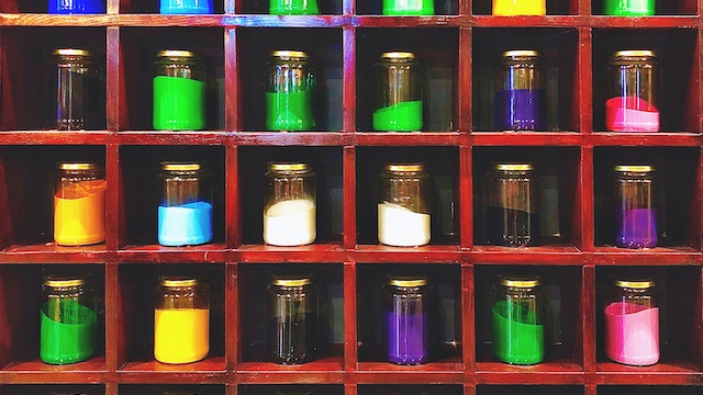 Jars on a shelf