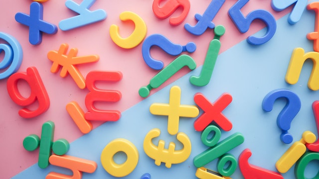 Colourful plastic letters