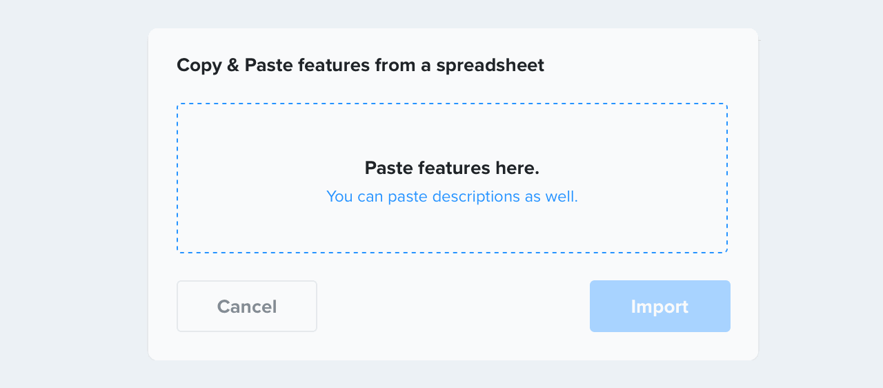 Paste TSV to enter a list of names and descriptions