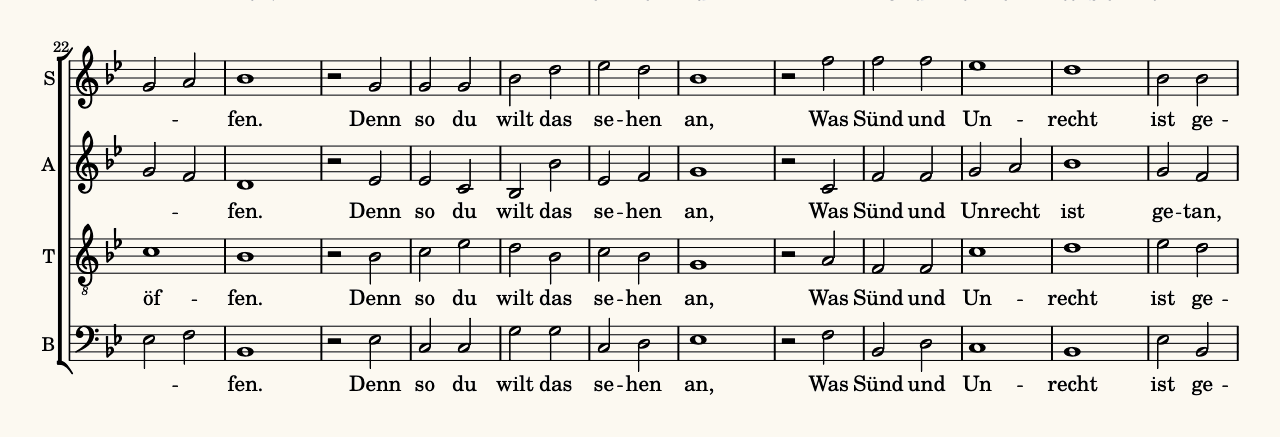 Excerpt from a chorale score
