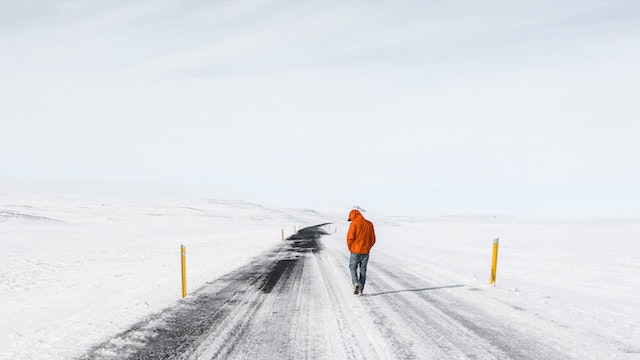 Silence on a snowy road