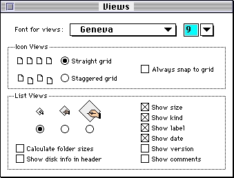 System 7 views control panel