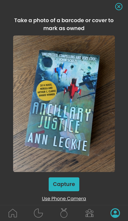 Adding a book I now own, by using the mobile app to capture a cover