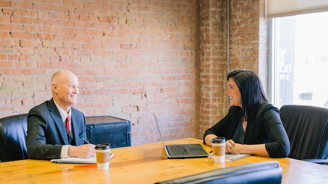 Two people meeting