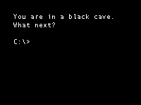 A command-line interface that looks like a text adventure
