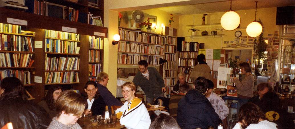 my favourite cafe with books - CB1, Cambridge, England