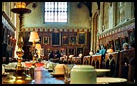The main dining hall in Christchurch College, Oxford University, England