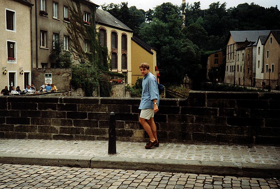Peter out hunting cafes in the Grund, Luxembourg